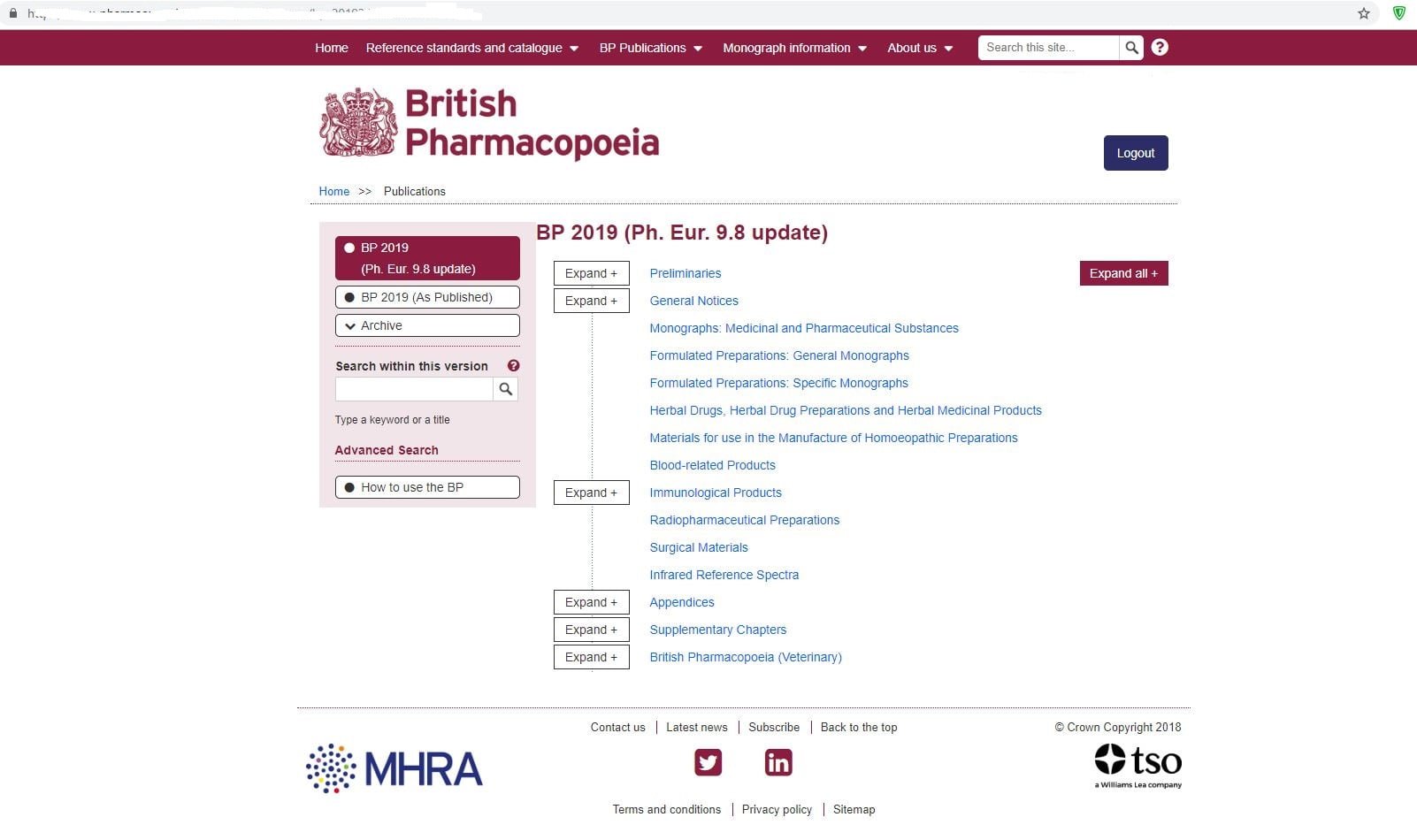 فهرست مطالب کتاب British pharmacopoeia 2019