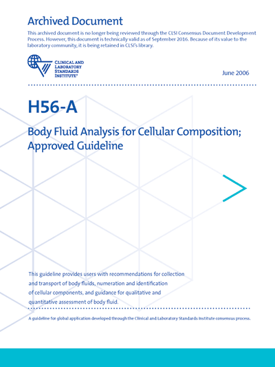 خرید استاندارد CLSI H56 دانلود استاندارد Body Fluid Analysis for Cellular Composition, 1st Edition