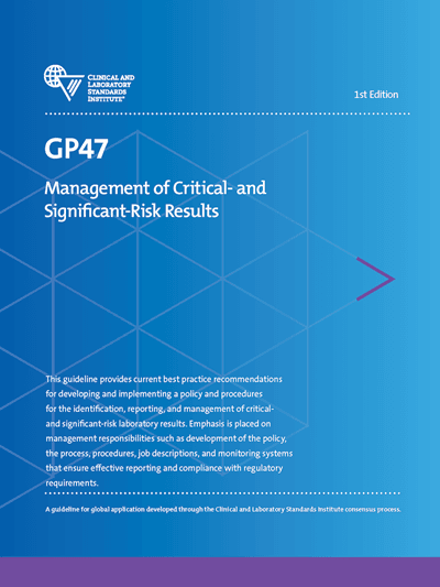 خرید استاندارد CLSI GP47 دانلود استاندارد Management of Critical- and Significant-Risk Results