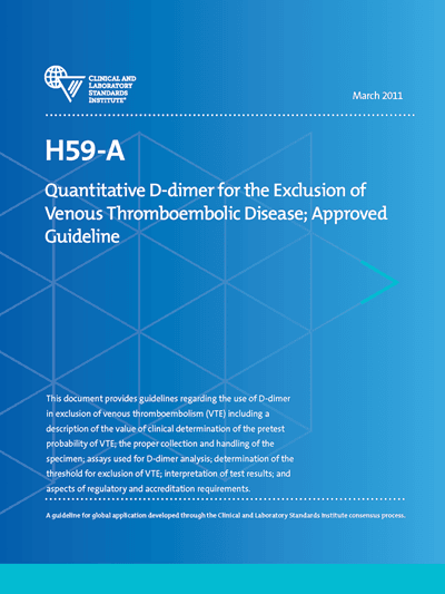 خرید استاندارد CLSI H59 دانلود استاندارد Quantitative D-dimer for the Exclusion of Venous Thromboembolic Disease, 1st Edition