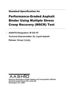 خرید استاندارد AASHTO M 332-19 دانلود استاندارد AASHTO M 332-19 Standard Specification for Performance-Graded Asphalt: