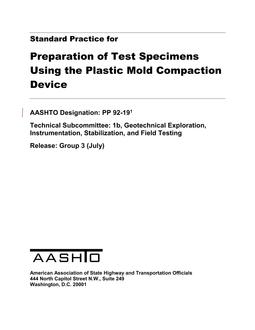 خرید استاندارد AASHTO PP 92-19 دانلود استاندارد AASHTO PP 92-19 خرید AASHTO PP 92-19 دانلود استاندارد Standard Specification for Preparation