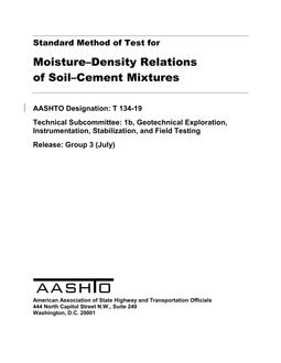 خرید استاندارد AASHTO T 134-19 دانلود استاندارد AASHTO T 134-19 خرید AASHTO T 134-19 دانلود استاندارد Standard Method of Test for Moisture-Density Relations