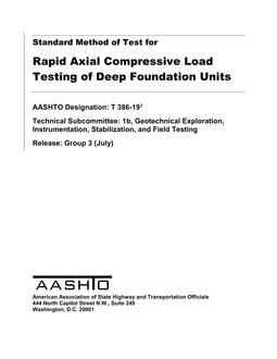 خرید استاندارد AASHTO T 386-19 دانلود استاندارد AASHTO T 386-19 خرید AASHTO T 386-19 دانلود استاندارد Standard Method of Test for Rapid Axial Compressive