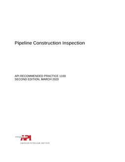 خرید استاندارد API RP 1169 دانلود استاندارد API RP 1169 خرید API RP 1169 دانلود استاندارد Pipeline Construction Inspection, Second Edition