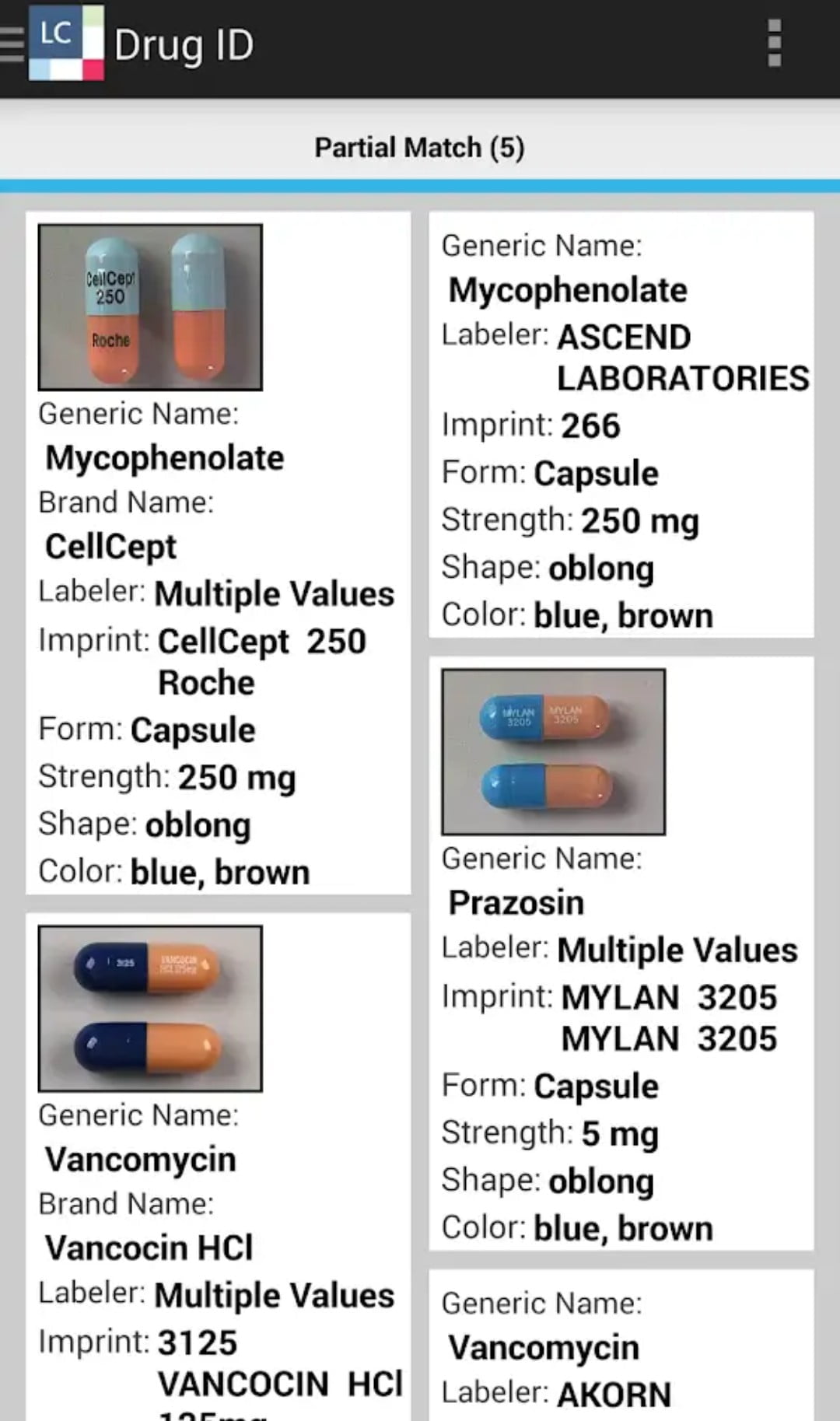 بخش شناسنامه دارویی Drug ID اکانت لکسی کامپ اپلیکیشن Lexi